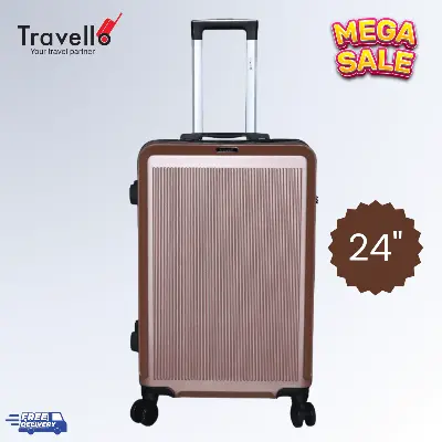 Picture of Travello 24 Inch Royal Zipper Unbreakable Body More Capacity Water Resistant Aluminum Luggage- Trolley Golden