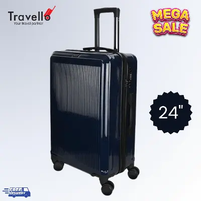 Picture of Travello 24 Inch Royal Zipper Unbreakable Body More Capacity Water Resistant Aluminum Luggage- Trolley Dark Blue