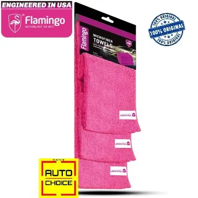 Picture of Flamingo Ultra-Thick, Soft Microfiber Car/Motorbike Cleaning/Polishing Towel (30x40cm) 3-pc Pack