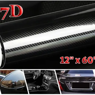 Picture of Car Vehicle 30x152CM 7D High Glossy Shiny Carbon Fiber Wrap Film Car Sticker (Multicolor)