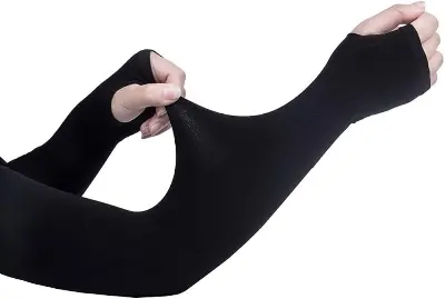 Picture of Arm Sleeves for Men and Women for Skinny fit With Thumb Hole Stretchable (Black 1 Pair) (Black)