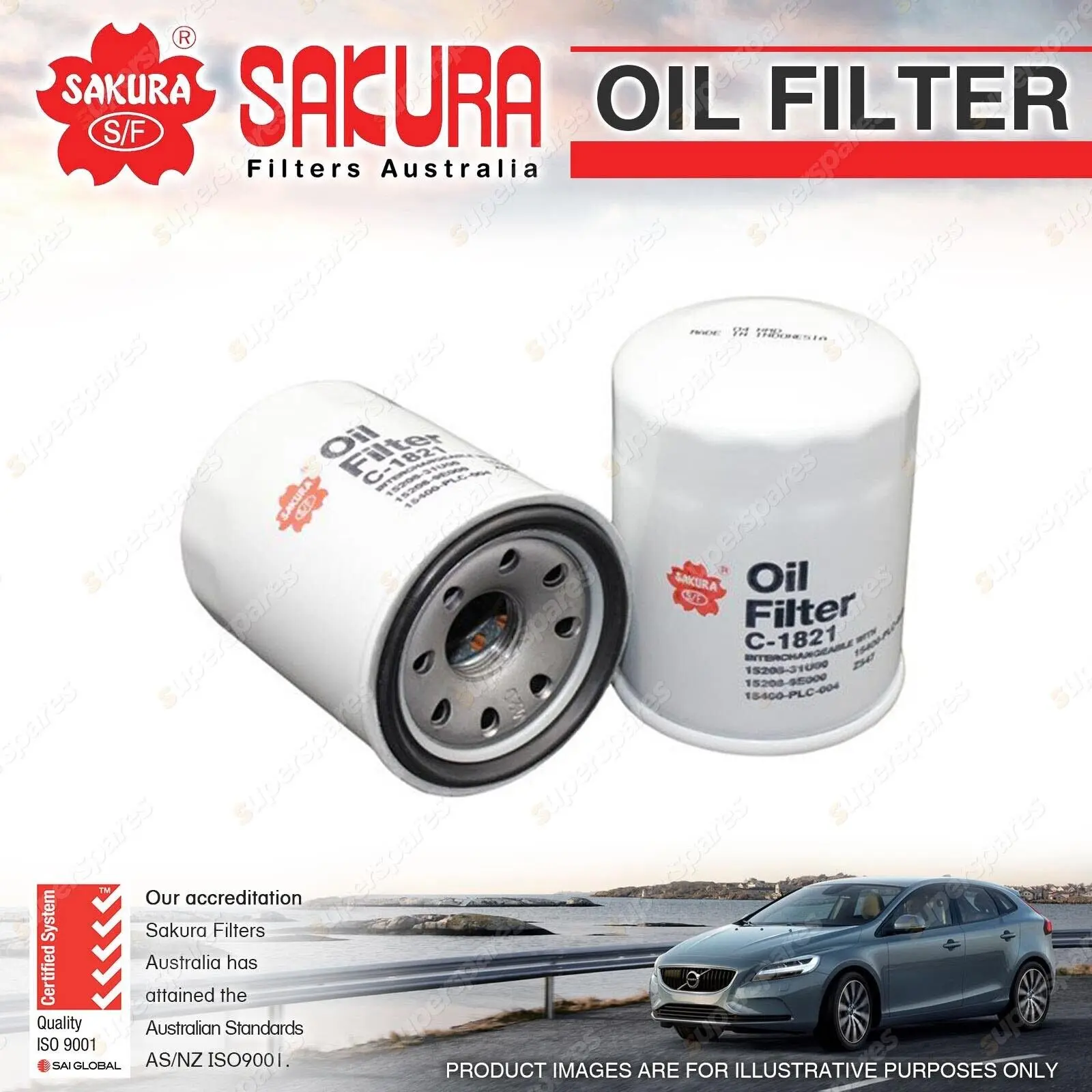 Picture of Sakura Oil Filter for Honda CIVIC 10th Gen ES ES9 EU FD FK FK Type R FN Type R (2000-2022)