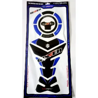 Picture of Motorcycle tank pad sticker for Suzuki gixxer or gixxer bike tank pad -black and silver (Multicolor)