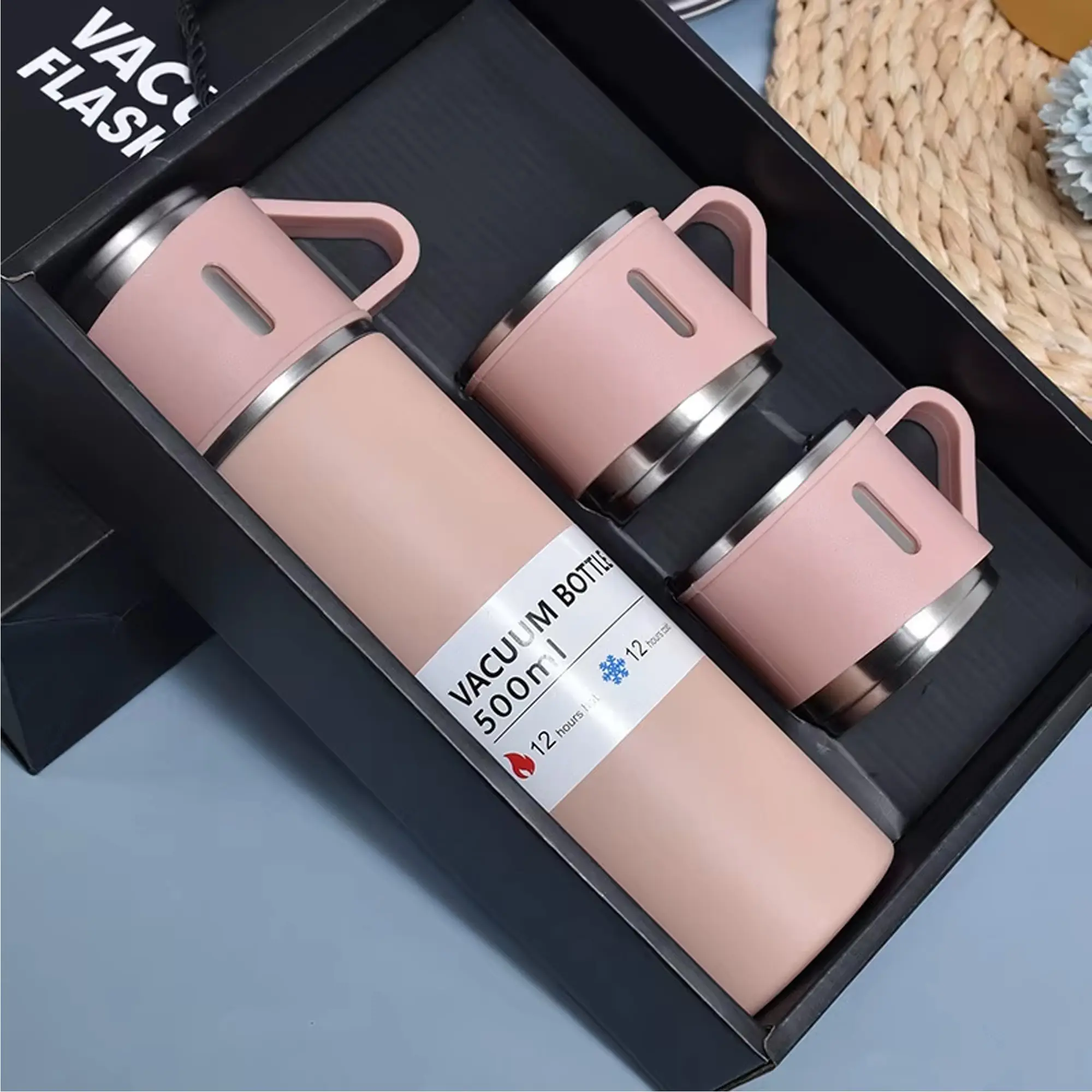 Picture of 500 ml Double-Wall Stainless Steel Vacuum Flask - Pink