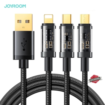 Picture of Joyroom S-1T3015A5 3.5A 3-in-1 Data Cable (USB-A to Lightning+Type-C+Micro) 1.2m-Black