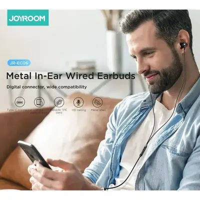 Picture of JOYROOM JR-EC06 In-Ear Metal Wired TYPE-C Headphones - Black