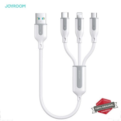 Picture of JOYROOM S-1T3018A15 Ice-Crystal Series 3.5A (USB to 8 Pin+Type-C+Micro USB) 3 in 1 Charging Cable - 0.3m - White