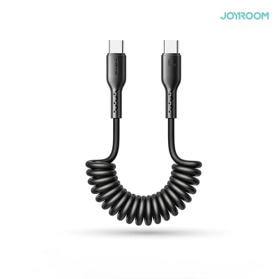 Picture of Joyroom (SA38-CC3) Easy-Travel Series 60W Coiled Fast Charging Data Cable for Car (Type-C to Type-C) 1.5m-Black
