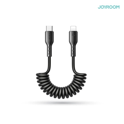Picture of Joyroom (SA38-CC3) Easy-Travel Series 60W Coiled Fast Charging Data Cable for Car (Type-C to Lightning) 1.5m-Black