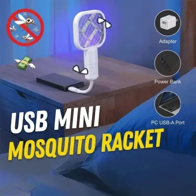 Picture of Electric Shock Mosquito Swatter Trap Pest Control UV Light USB Insect Racket Mini Portable Fly Bug Zapper Bedroom