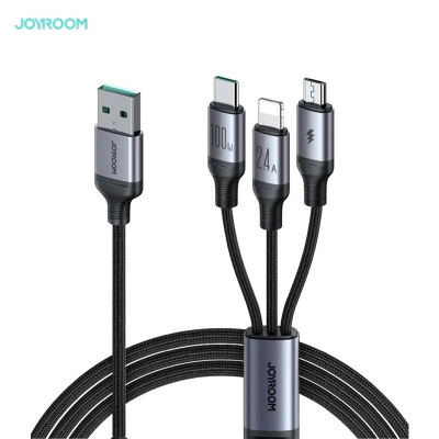 Picture of Joyroom S-A21 Speedy Series 100W 3-in-1 Fast Charging Cable (USB-A to Lightning+Type-C+Micro) 1.2m-Black