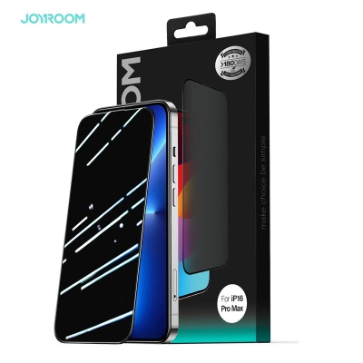 Picture of Joyroom JR-MLG0281 Privacy+Dustproof Tempered Glass Screen Protector (2.5D Full Screen with Black Edge) for iPhone 16 Pro Max