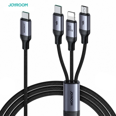 Picture of Joyroom S-A21 Speedy Series 30W 3-in-1 Fast Charging Cable (Type-C To Lightining + Type-C + Micro) 1.2m-Black