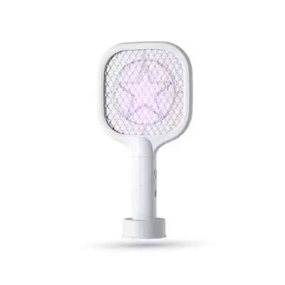 Picture of Mini Portable Electric Mosquito Swatter Racket Rechargeable Automatic USB Electric Mosquito Swatter for Indoor - White