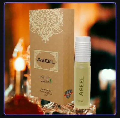 Picture of Aseel, The Perfume of Power and Strength and Elegance 8ml Vanilla, Oud, Woody, Rose, Amber , Vetiver, Saffron, Musk, Sandal Wood, Leather,  Powdery Metallic 