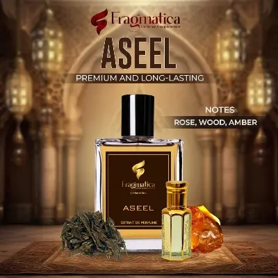 Picture of Fragmatica's "Assel" Premium Perfume Oil Atar BOLD Perfume of Strength, Power and Elegance. Oud, Sandal, Rose, Leather  and Somany (6ml)