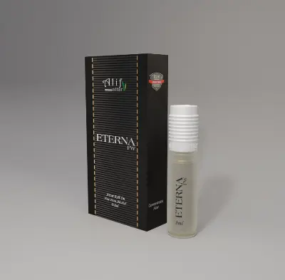 Picture of Eterna FW 8ML Atar – Long-Lasting, Alcohol-Free Floral & Woody Perfume Oil for Womenlong-lasting fragrance blends the softness of delicate florals, the warmth of creamy sandalwood, and the sensual depth of amber and musk (Black)