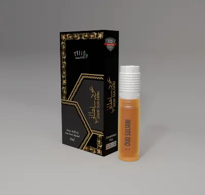 Picture of Oud Sultani 8ML Premium Attar – Long-Lasting, Alcohol-Free Arabian Oud Perfume Oil for Menrich blend of deep oud, smoky leather, warm amber, and exotic spices,Experience royalty in a bottle 