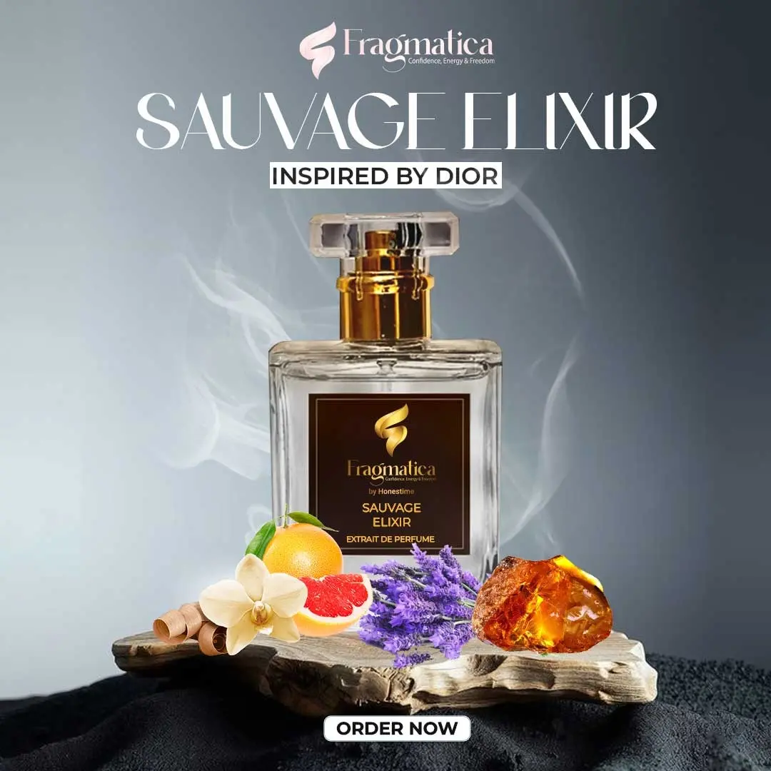 Picture of Fragmatica's Wild Horizon Sauvage Élixir , The ultra-premium fragrance inspired by Dior Sauvage Élixir. A bold blend of warm cinnamon, rich cardamom, and deep woody ambroxan creates a scent that defines power, elegance, and masculinity (100ml)