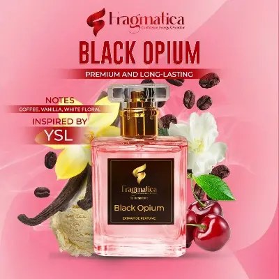 Picture of Fragmatica Black Opium Dark Bloom: Captivating YSL dupe. Rich coffee, sweet vanilla, white flower blend. Long-lasting, seductive women's EDP. Perfect for night, irresistible, elegant. Experience the dark allure. (size,6mg)