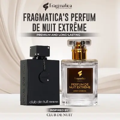 Picture of "Perfume Club De Nuit Extreme" Honestime's Fragmatica: Velvet Nightfall - Inspired EDP. Discover Rich Vanilla, Sensual Leather, & Hypnotic Patchouli. A Potent, Alluring & Sophisticated Aroma. (6mg)