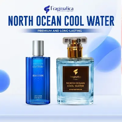 Picture of North Ocean Cool Water by Fragmatica : Inspired by Davidoff, this men's aquatic scent blends fresh mint, lavender, and marine notes for a crisp, long-lasting fragrance. Perfect for everyday wear, capturing the essence of the sea. (3mg)