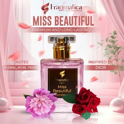 Picture of Fragmatica's " Miss Beautiful " A Floral Embrace - "Miss Dior " Inspired Eue De Perfume. Discover Sparkling Mandarin, Luminous Peony, & Clean Musk. A Soft, Elegant & Charming Aroma. Exclusively from Honestime! (50 mg,Not Specified)