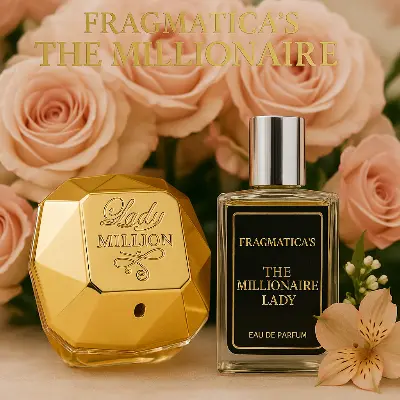 Picture of Fragmatica's Luxurious " The Millionaire Lady  " "Paco Rabanne Lady Million" Inspired EDP. Discover Vibrant Neroli, Intoxicating Gardenia, & Warm Amber. A Confident, Glamorous & Captivating Aroma. Exclusively from Honestime! (3mg,Not Specified)