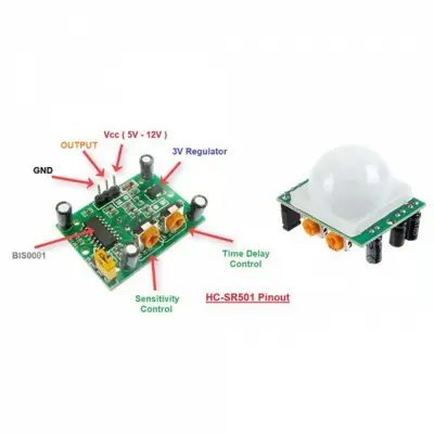 Picture of HC-SR501 PIR Motion Sensor IR Sensor Body Module Infrared for Arduino Green