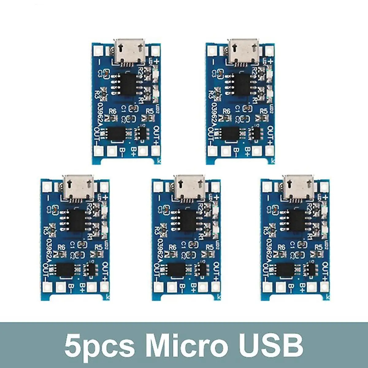 Picture of 5pcs TP4056 Lithium Battery Charging Board with Battery Protection 5V 1A Micro USB Charging Port - Couture - High-end 