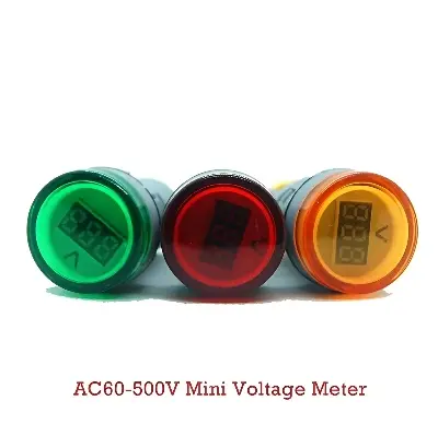 Picture of Mini Volt Lamp Indicator Digital LED Display AC Voltmeter Indicator Light Red Green Yellow 22MM 
