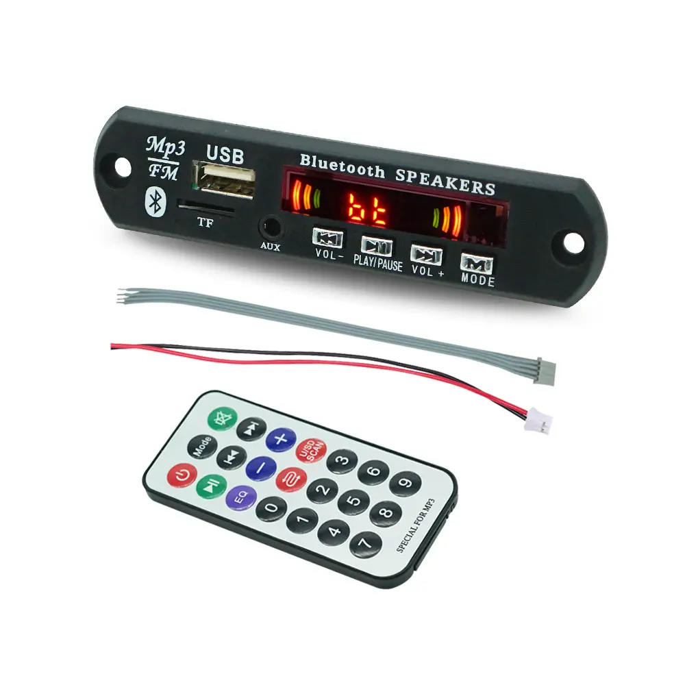 Picture of Bluetooth MP3 FM Decoder Module 5V 1A USB TF Audio Player Module with LED Display connect to main Amplifier For Car Party Home Theater Sound System Music Black