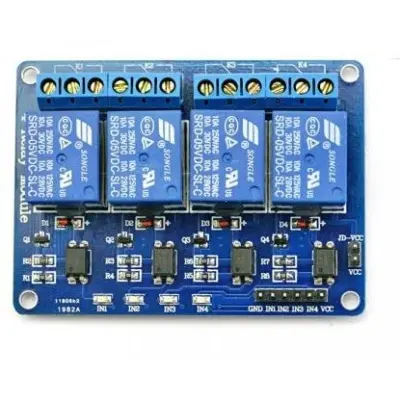 Picture of Arduino 4 channel relay module 4-channel relay control board with optocoupler. Relay Output 4 way relay module 