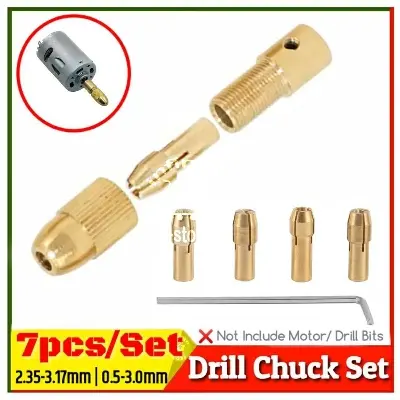 Picture of 3.17mm Small Electric Drill Bit Collet Micro Twist Drill Chuck Set 0.5-3.0mm Make for Electric Drill Machine using 12V 6V DC Motor 3.17mm Shaft Rotor Gold
