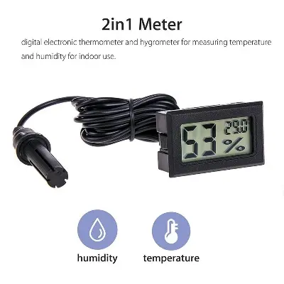 Picture of Hygrometer Digital Temperature & Humidity Meter for Egg Incubators Laboratory Aquarium  Temperature & Humid Indicator Meter Body Color White or Black Randomly Delivery Mixed