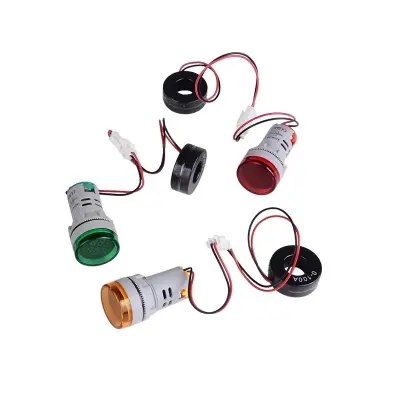 Picture of AC 220V Digital Ampere Meter Display Ampermeter Monitor Current Indicator Signal Light Ammeter Tester Measuring 0-100A Ampere Meter 22mm 