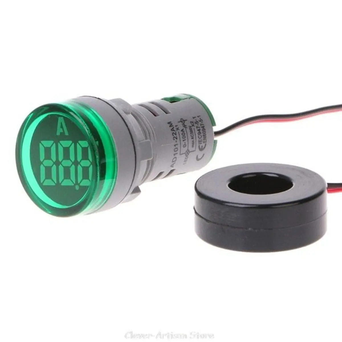 Picture of AC 220V Digital Ampere Meter Display Ampermeter Monitor Current Indicator Signal Light Ammeter Tester Measuring 0-100A Ampere Meter 22mm 