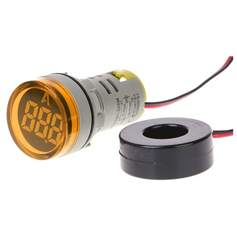 Picture of AC 220V Digital Ampere Meter Display Ampermeter Monitor Current Indicator Signal Light Ammeter Tester Measuring 0-100A Ampere Meter 22mm 