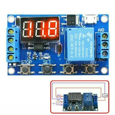 Picture of XY-J02 WS16 DC 6-30V 5V LED Cycle Loop Trigger Timer Relay Switch Control for Automation Egg Incubator Blue