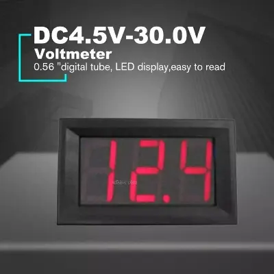 Picture of DC Voltmeter 0.56" LCD Digital Voltage Meter Voltmeter Battery Capacity Tester Detector for Electronic Mobile Power Bank to Measure 5V 12V 24V 30V DC Red