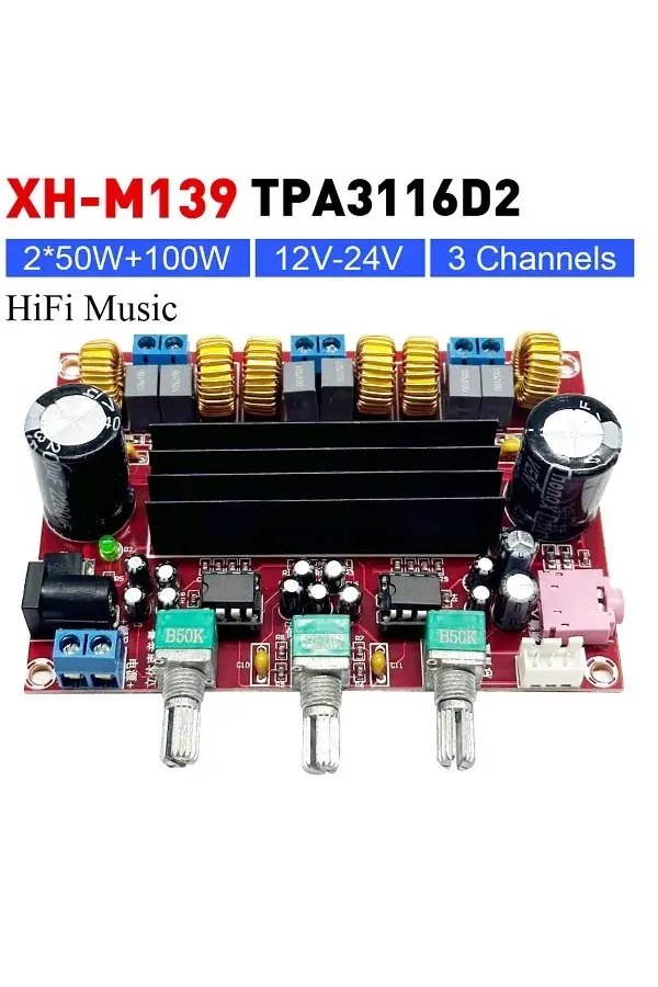 Picture of XH-M139 TPA3116D2 2.1 Channel Sub-Woofer  Amplifier1 2x50W + 1x100W  DC12V-24V 10A SMPS 