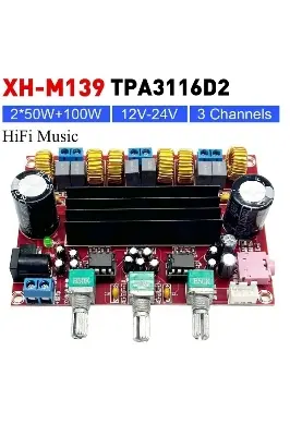 Picture of XH-M139 TPA3116D2 2.1 Channel Sub-Woofer  Amplifier1 2x50W + 1x100W  DC12V-24V 10A SMPS 