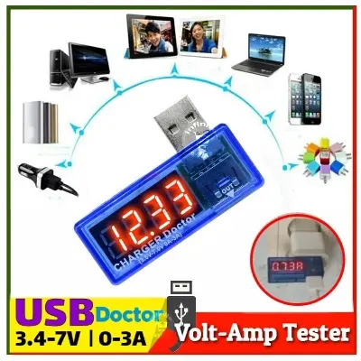 Picture of USB Volt Amp USB Output Can Measure USB Mobile Tabs Charging / Load Volt and Current RED Display 