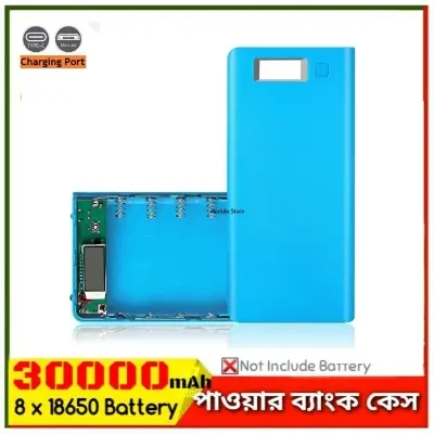 Picture of 8x18650 Power Bank Casing with Digital LCD Display Circuit 5V 2A 2xUSB Output 2xCharging Port without Battery for Mobile Phone Charging 5V USB LED etc Black