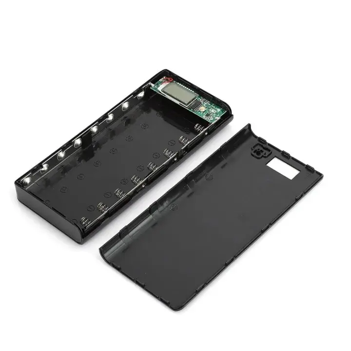 Picture of 8x18650 Power Bank Casing with Digital LCD Display Circuit 5V 2A 2xUSB Output 2xCharging Port without Battery for Mobile Phone Charging 5V USB LED etc Black