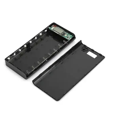 Picture of 8x18650 Power Bank Casing with Digital LCD Display Circuit 5V 2A 2xUSB Output 2xCharging Port without Battery for Mobile Phone Charging 5V USB LED etc Black