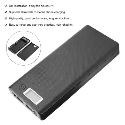 Picture of 8x18650 Power Bank Casing with Digital LCD Display Circuit 5V 2A 2xUSB Output 2xCharging Port without Battery for Mobile Phone Charging 5V USB LED etc Black