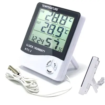 Picture of HTC-2 Thermometer Hygrometer Weather Station Wireless Temperature Humidity Tester Indoor Outdoor Probe Clock Alarm Tool 