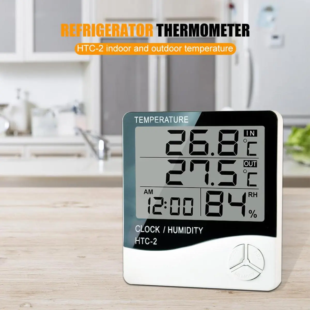 Picture of HTC-2 Thermometer Hygrometer Weather Station Wireless Temperature Humidity Tester Indoor Outdoor Probe Clock Alarm Tool 