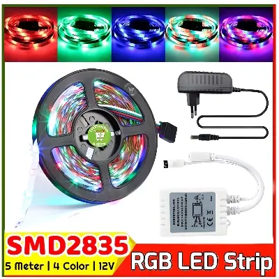 Picture of RGB Led Strip Light 2835 DC12V 60Leds/M Flexible Lighting Ribbon Tape Lamp White/Warm White/Blue Strip Home Decoration 5 meter 300Leds waterproof Red